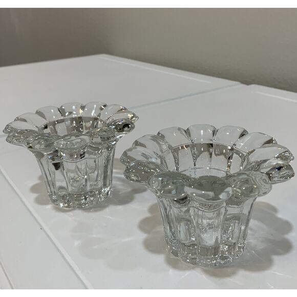 Vtg Darby Clear Crystal Candleholder Candlestick Holder Taper Flower Shaped NOS - Picture 5 of 14